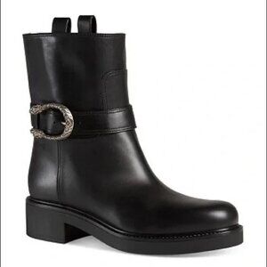 GUCCI Dionysus Tiger Buckle Ankle Boots Black Leather 6 MSRP $980